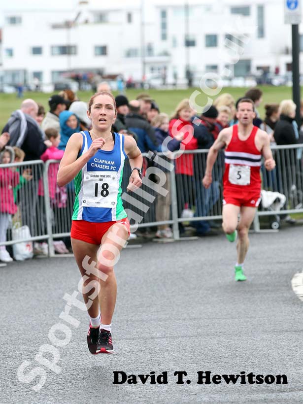 Justina Heslop (Clapham Chasere) win the Womens North Tyneside 10k Road Race from North Shields to Whitley Bay.